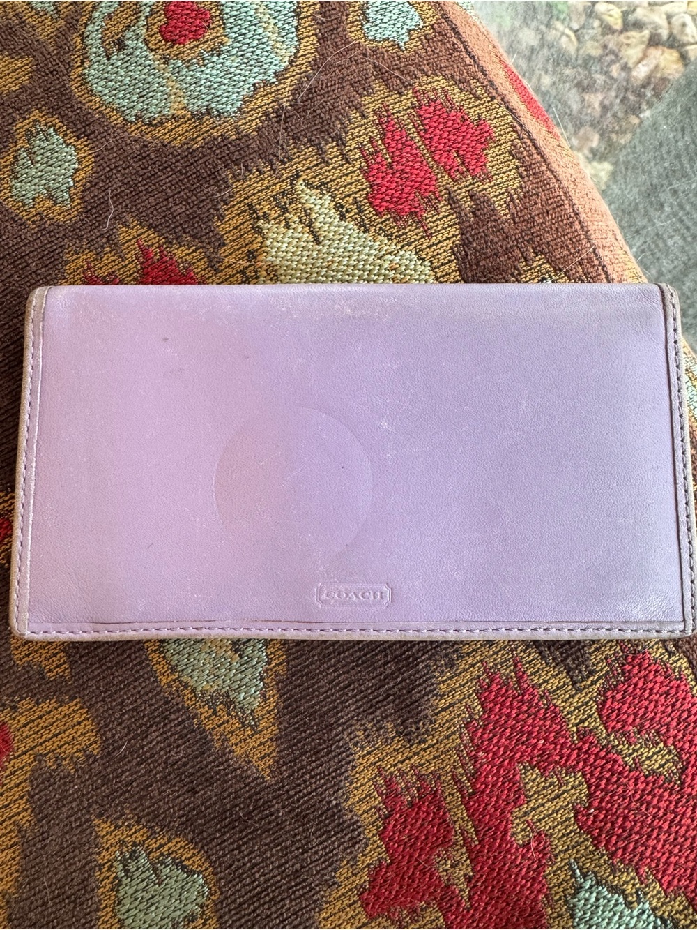 Coach Pastel Lavender Leather Continental Checkbook Wallet